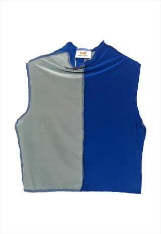SAGE GREEN AND BLUE 90'S FESTIVAL CROPPED TANK TOP