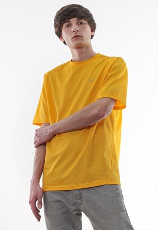 VINTAGE NIKE SPORT ACTIVE JERSEY TEE 90S YELLOW