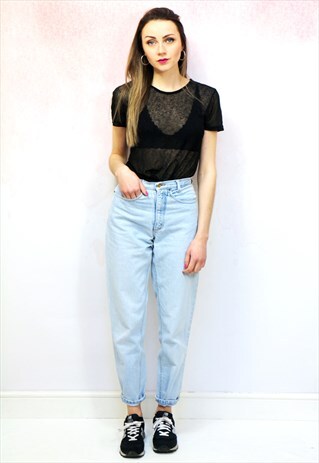 1990S VINTAGE LIGHT BLUE HIGH WAIST MOM JEANS