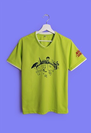 VINTAGE 90'S LIME GREEN UNISEX POLYESTER SPORTS T-SHIRT