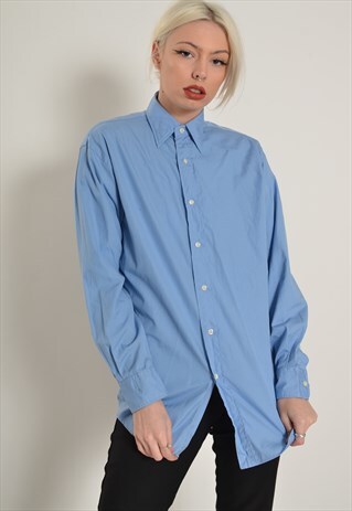 VINTAGE POLO RALPH LAUREN BOYFRIEND FIT SHIRT BLUE