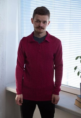 VINTAGE 90'S MAROON KNITTED JUMPER