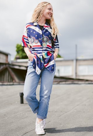 VINTAGE 80S ROYAL PRINT BLOUSE