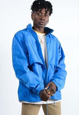 VINTAGE WINDBREAKER JACKET IN BLUE.