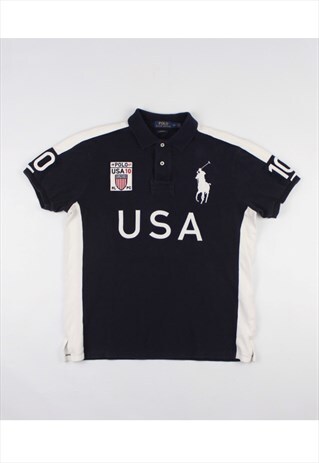 POLO RALPH LAUREN NAVY EMBROIDERED USA POLO SHIRT