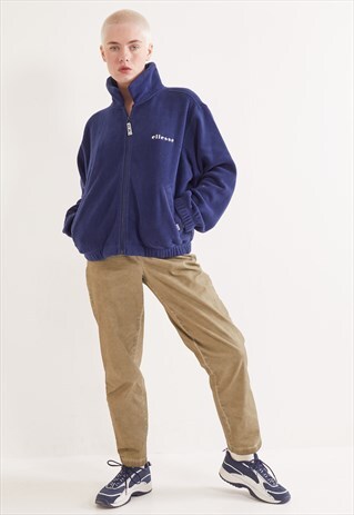 VINTAGE ELLESSE ZIP-UP FLEECE SWEATSHIRT NAVY