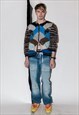 90's Vintage retro abstract print textured cardigan