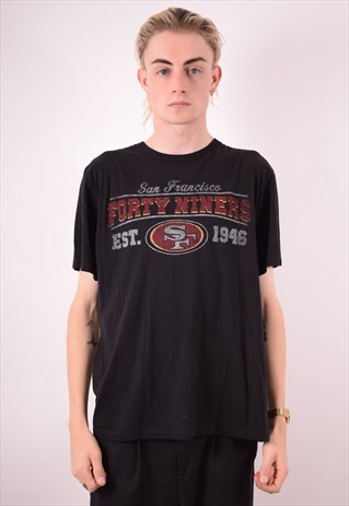 NFL MENS VINTAGE SF 49ERS T-SHIRT TOP LARGE BLACK 90S