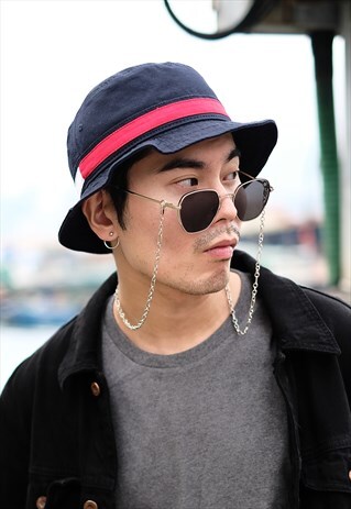 HEXAGON SUNGLASSES WITH CHAIN EYEWEAR - SILVER