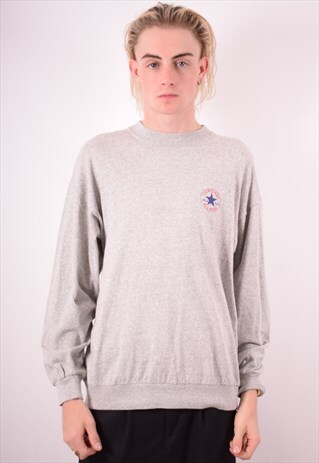 CONVERSE MENS VINTAGE SWEATSHIRT JUMPER XL GREY 90S