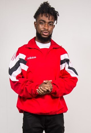 VINTAGE 90'S ADIDAS RED LIGHTWEIGHT PULLOVER JACKET
