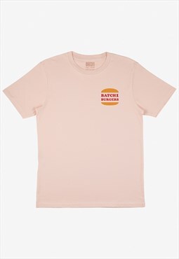 Flamin' Hotline Burger Unisex Fast Food T-Shirt in Peach 