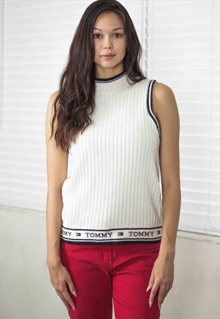 VINTAGE TOMMY HILFIGER SLEEVELESS KNIT T-SHIRT 90S L 11.1