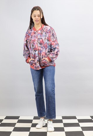 VINTAGE CRAZY PATTERN BOMBER JACKET