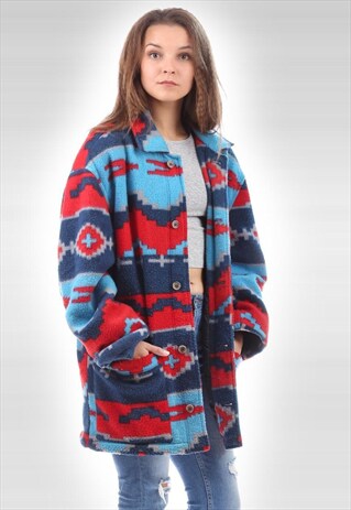 AZTEC BLANKET COAT VINTAGE FLEECE INSULATED