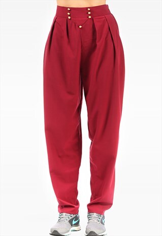 TAPERED BAGGY TROUSERS WINE RED
