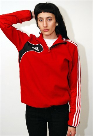 VINTAGE ADIDAS FLEECE (M) 1/4 COLLAR ZIP ZIPPER SWEATSHIRT