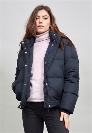 VINTAGE 90'S ADIDAS BLACK OVERSIZED HOODED PUFFER JACKET