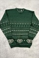 VINTAGE KNITTED JUMPER ABSTRACT HEART PATTERNED KNIT SWEATER