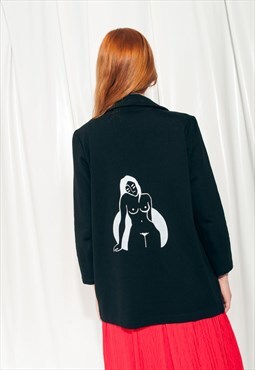 Reworked Vintage Blazer Y2K Screen-printed Feminist Jacket