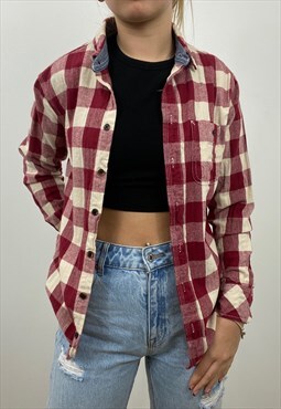 Vintage chequered red and white flannel shirt