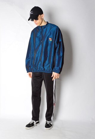 SURF VINTAGE 90S TURQUOISE NAVY BLUE LIGHTWEIGHT JACKET