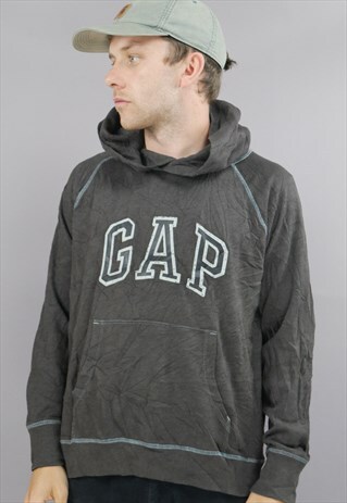 VINTAGE GAP HOODIE IN DARK GREY WITH LOGO