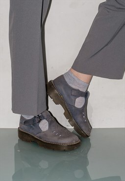 90's Vintage British style suede shoes in greyish blue