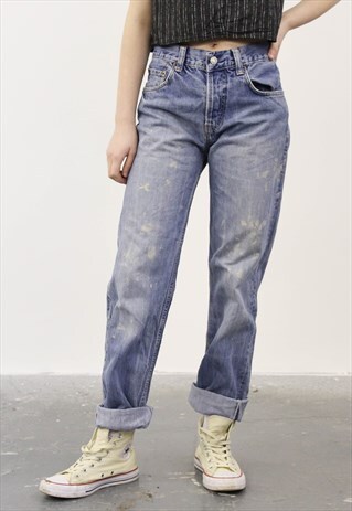 VINTAGE LEVI'S 501 BLUE PAINT MOM JEANS