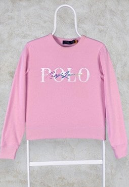 Polo Ralph Lauren Sweatshirt Pink Embroidered Spell Out XS