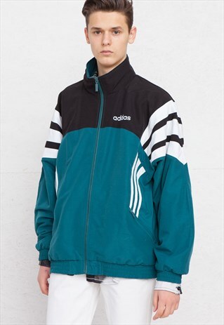 VINTAGE GREEN ADIDAS ZIP TRACK JACKET