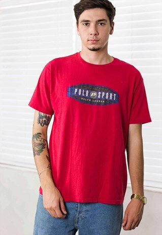 VINTAGE POLO SPORT RALPH LAUREN T-SHIRT LOGO 90S M 6.8