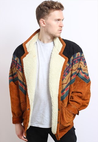 VINTAGE AZTEC FLEECE LINED JACKET