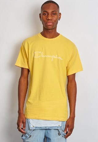 VINTAGE 90'S CHAMPION LOGO YELLOW T-SHIRT