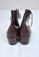 VINTAGE 80'S DARK BROWN LEATHER LACE UP BOOTS