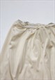 VINTAGE UNDERSLIP SLIP SKIRT BEIGE LACE TRIM MIDI SKIRT 