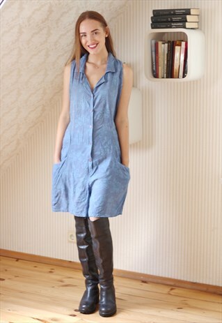 BLUE FLORAL COTTON PLAYSUIT WITH CLASSIC COLLAR