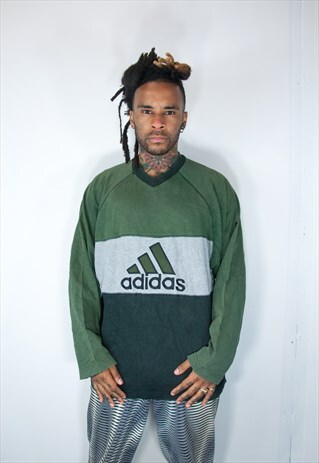 ADIDAS EMBROIDED GREEN VINTAGE SWEATSHIRT