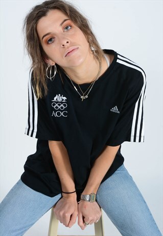 VINTAGE ADIDAS T-SHIRT BLACK WITH LOGO