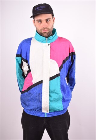 MENS VINTAGE TRACKSUIT TOP JACKET XL MULTI 90S