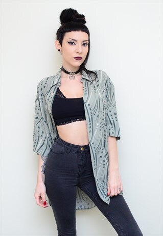 VINTAGE 90'S INDIE ABSTRACT PATTERNED OVERSIZED SHIRT