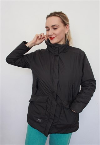 VINTAGE 90S PADDED PUFFER GREY HELLY HANSEN JACKET COAT