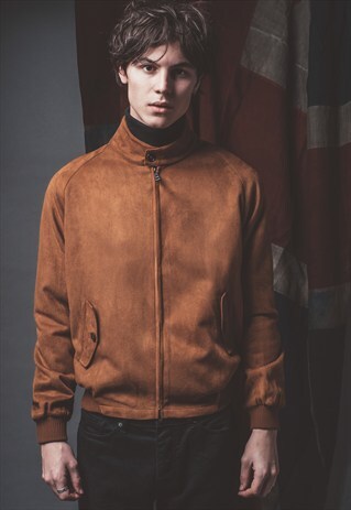 STRETFORD SUEDETTE BROWN HARRINGTON JACKET