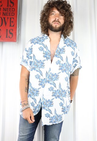 VINTAGE CRAZY PATTERN OVERSIZED SHORT SLEEVED HAWAIIAN SHIRT