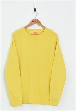 Vintage Hugo Boss Sweatshirt Yellow Medium