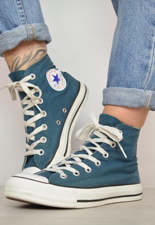 VINTAGE 90S CONVERSE TEAL HI TOPS TRAINERS GRUNGE RETRO