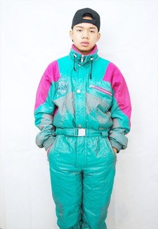 CRAZY PRINT PUFFER SKI SUIT/JUMPSUIT (1990'S)