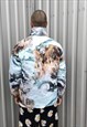 EARTH PRINT BOMBER ABSTRACT MOUNTAIN NORTH PUFFER JACKET 