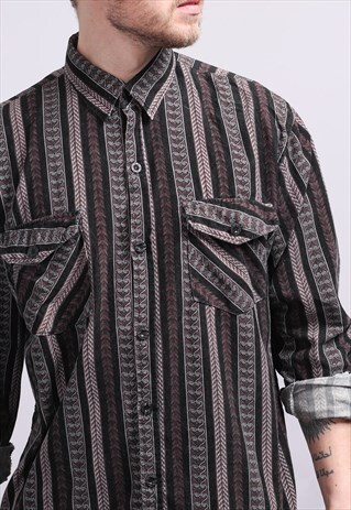 VINTAGE CORDUROY CORD STRIPED SHIRT