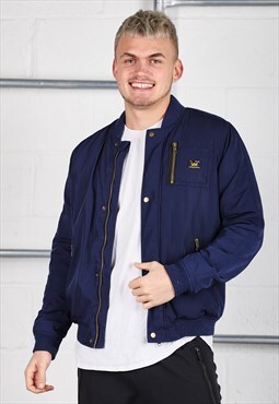Vintage Lee Bomber Jacket in Navy Padded Rain Coat Small